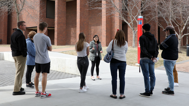 students and their parents tour JCCC